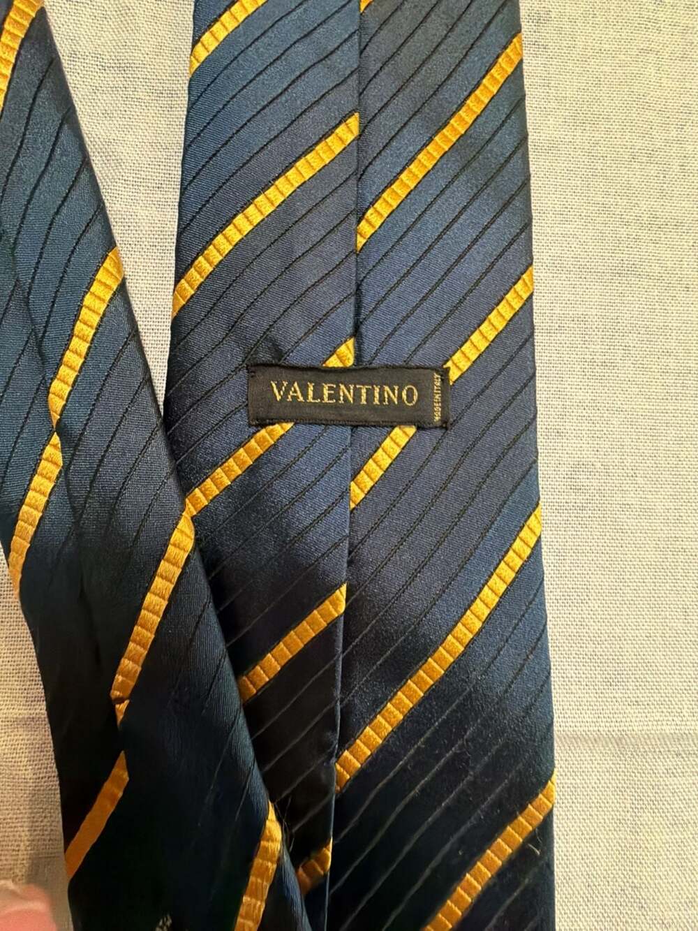 Valentino blue Striped Silk tie Italy